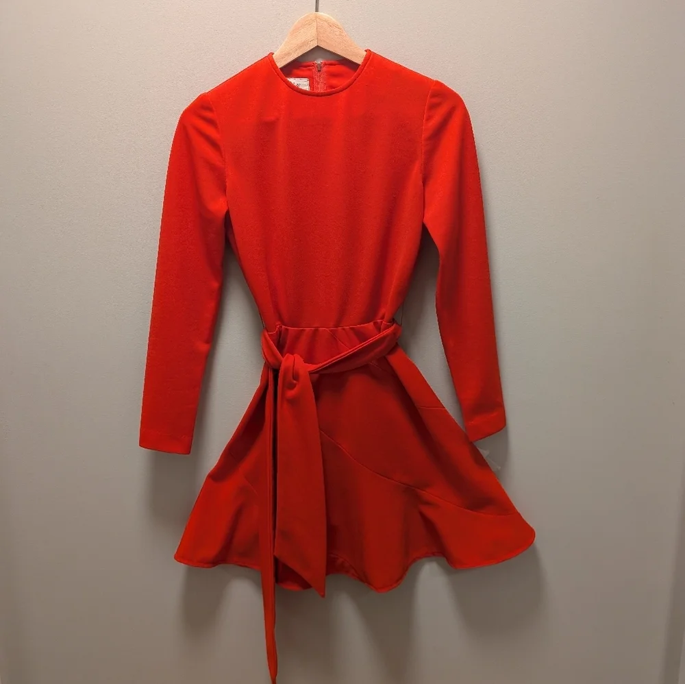 Vintage Miss Sun Valley Red Orange Asymmetrical Panel Dress – 1960s / 1970s - Picture 2 of 10